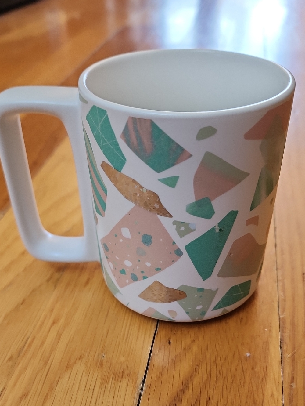 Starbucks 2019 White Contemporary Designed Mug / Green, Rose, and Silver Foil